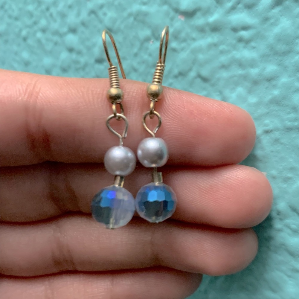 Silver disco ball earrings